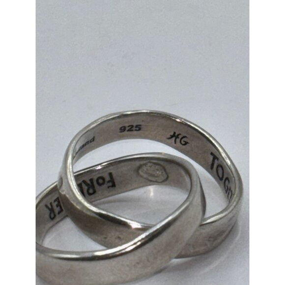 Sterling Silver 925 Double Linked Rings "Forever Together" - Picture 4 of 6